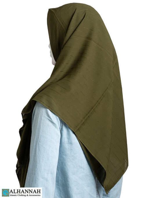 Olive Linear Jacquard Square Hijab