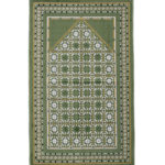 Checkered Geometric Moss Turkish Prayer Rug ii1425