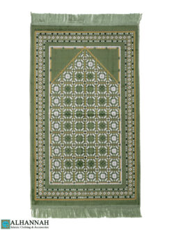 Checkered Geometric Moss Turkish Prayer Rug ii1425