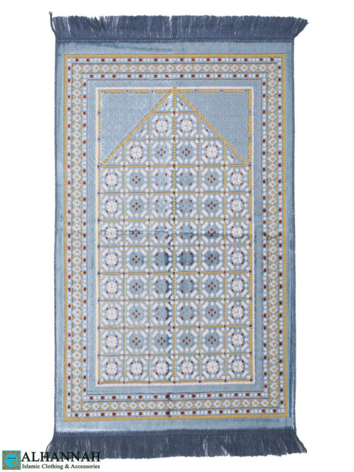 Checkered Geometric Blue Turkish Prayer Rug ii1409