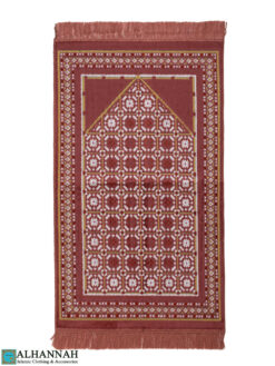 Checkered Geometric Red-Clay Turkish Prayer Rug ii1430