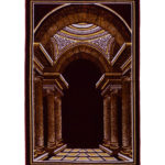 Red Mosque Interior Turkish Prayer Rug (Dark Accent) ii1419
