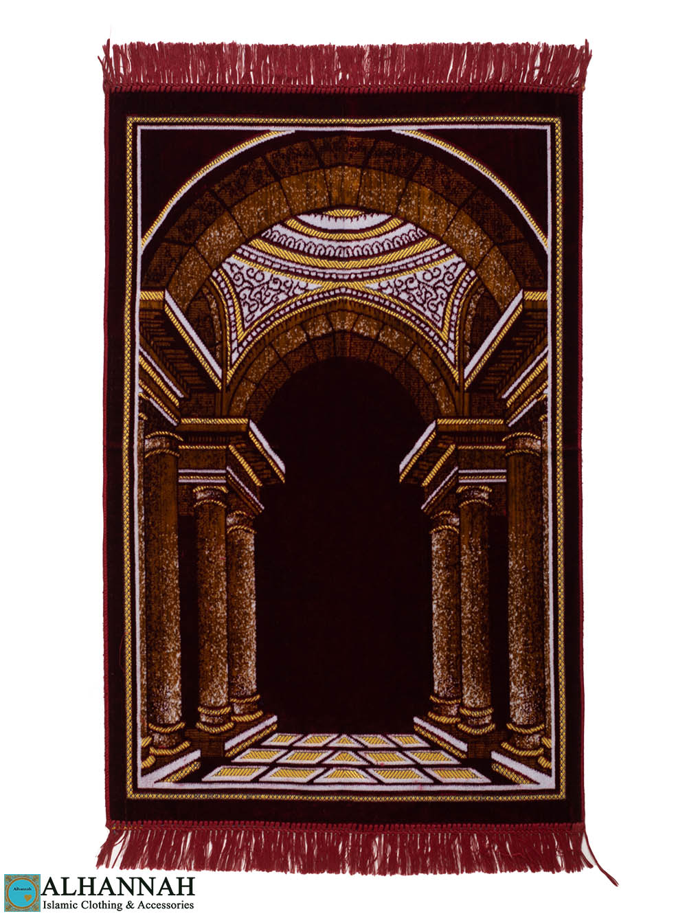 Red Mosque Interior Turkish Prayer Rug (Dark Accent) ii1419