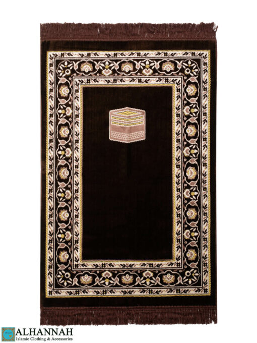 Turkish Prayer Rug with Kaaba Motif Chocolate ii1413