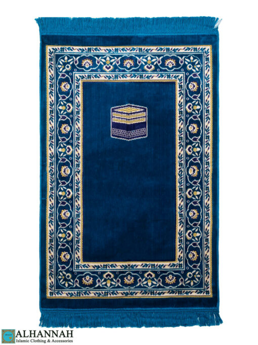 Turkish Prayer Rug with Kaaba Motif Royal-Blue ii1414