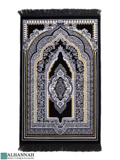 ii1454 Black Turkish Prayer Rug with Ornamental Pattern