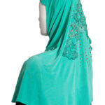 Amira Hijab with Floral Applique - Baja Green hi2453