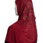 Amira Hijab with Floral Applique - Maroon hi2443