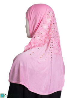 Amira Hijab with Floral Applique - Pink hi2442
