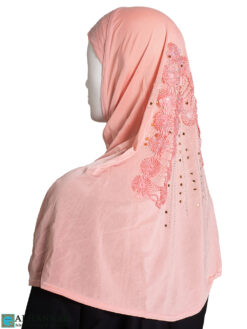 Amira Hijab with Floral Applique - Pink hi2452