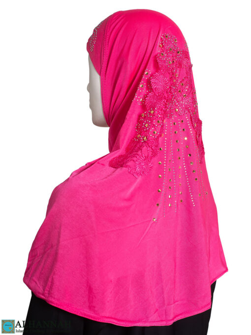 Amira Hijab with Floral Applique - Rose hi2448