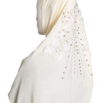 Amira Hijab with Floral Applique - Vanilla hi2445