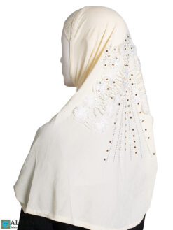 Amira Hijab with Floral Applique - Vanilla hi2445
