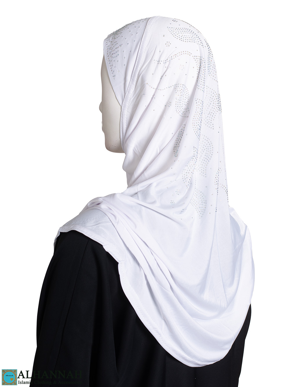 Beaded Amira Hijab - White hi2433