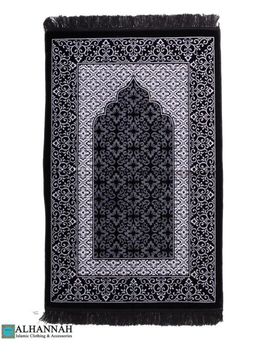 Black Turkish Prayer Rug with Triple Arch ii1455