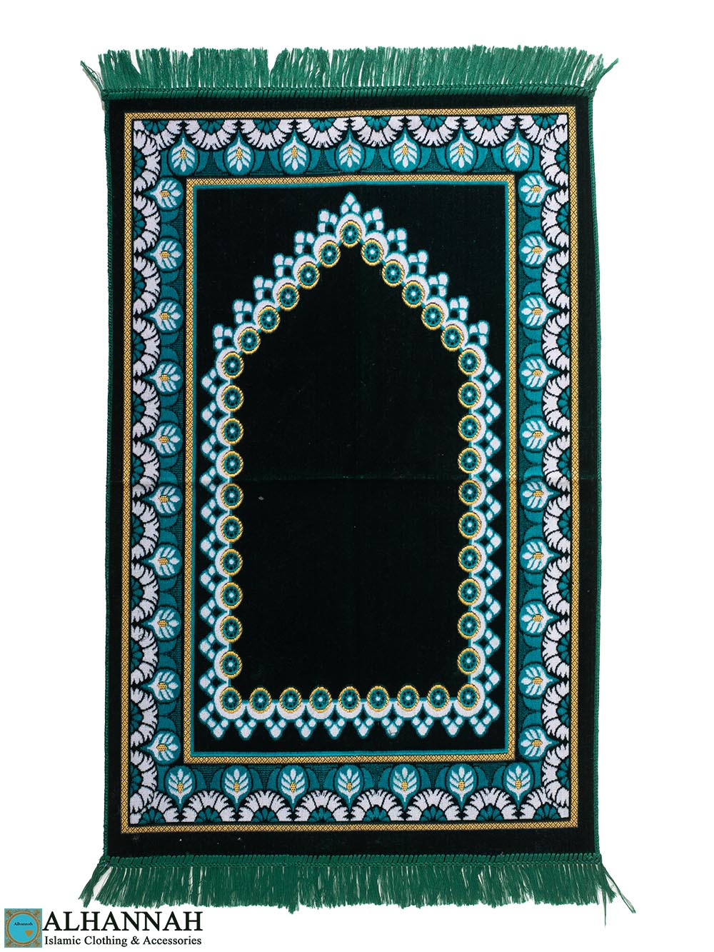 Geometric Feather Turkish Prayer Rug -Aqua ii1458