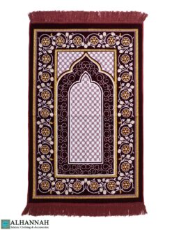 Islamic Prayer Rug with Floral Border - Maroon ii1505