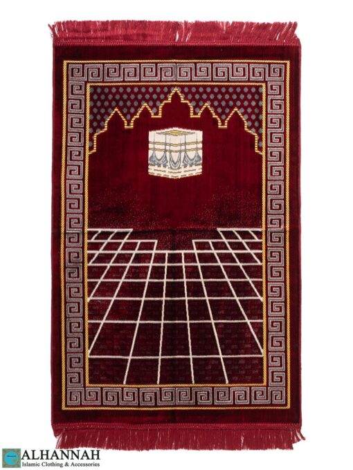 Turkish Prayer Rug with Kaaba Motif - Red ii1474