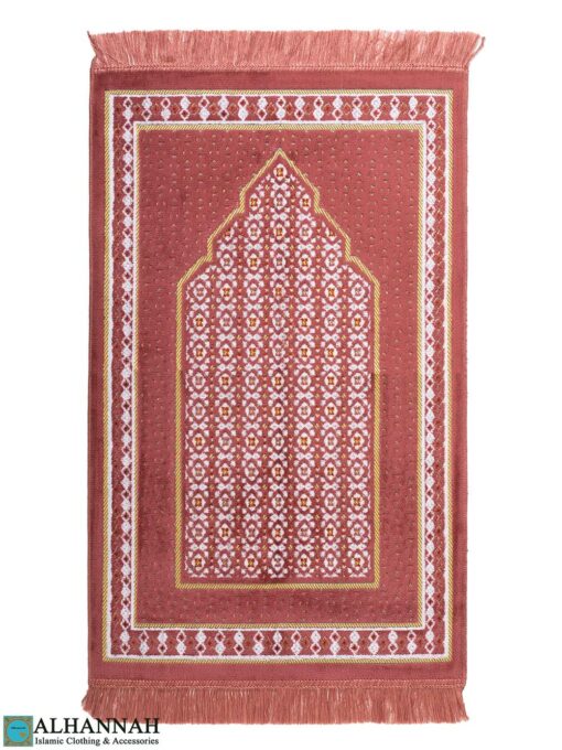 ii1499 Diamond Pattern Turkish Prayer Rug - Carnation