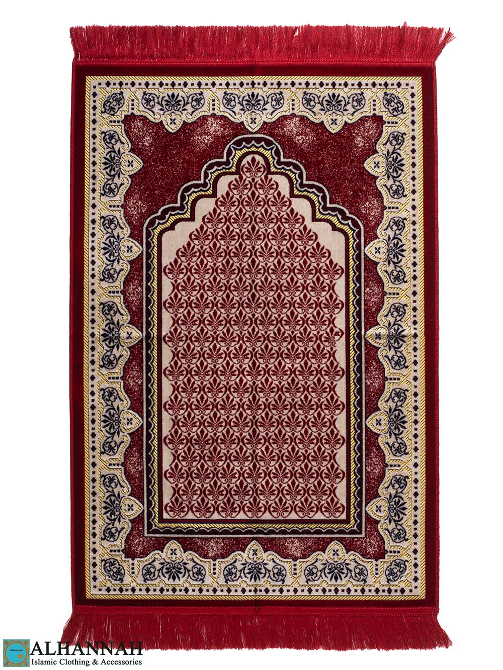 ii1517 Turkish Prayer Rug with Triangle Mihrab - Red