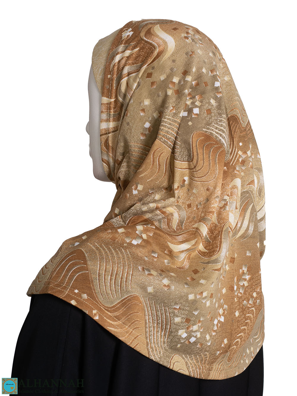 2-Piece Amira Hijab - Confetti Print - Brown and Tan hi2600