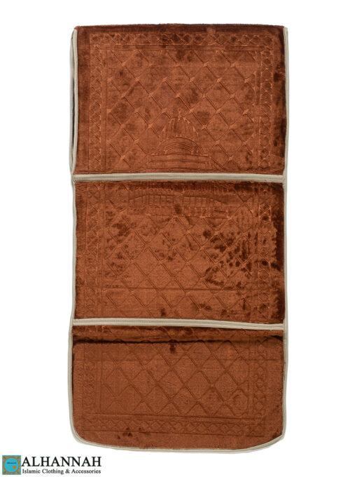 Chocolate Foldable Prayer Rug with Backrest ii1534 (2)