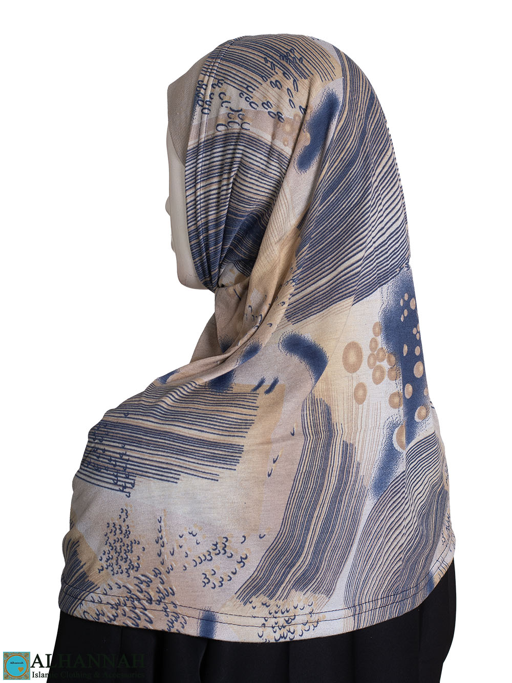 Contemporary 2-Piece Amira Hijab - Blue & Tan -hi2606