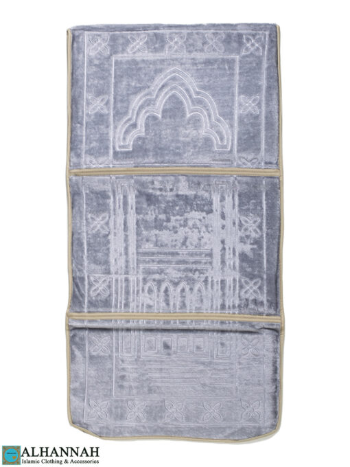Gray Foldable Prayer Rug with Backrest ii1531 (2)