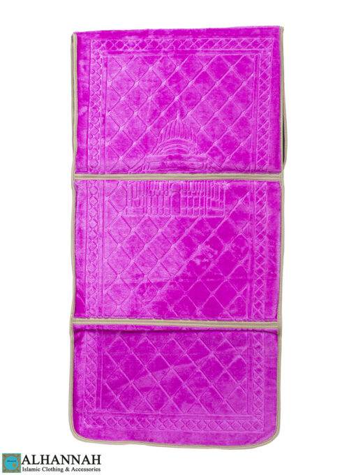 Pink Foldable Prayer Rug with Backrest ii1533 (2)