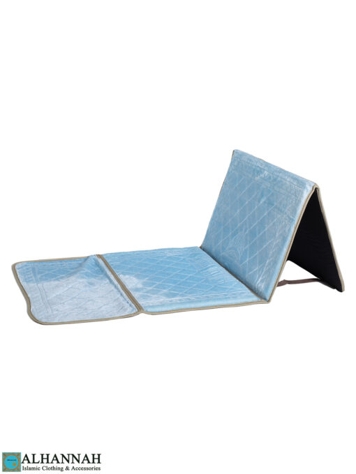 Sky Blue Foldable Prayer Rug with Backrest ii1532