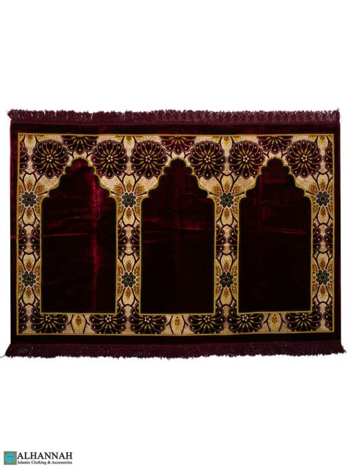3 Person Prayer Rug - Lengthwise Red