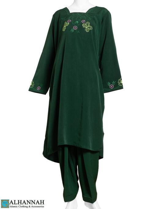 Embroidered Plus Size Salwar Kameez - Green sk1264