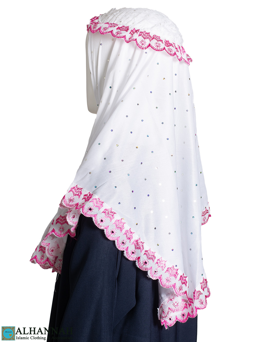 Girls Embroidered Amira Hijab -Fuchsia ch539