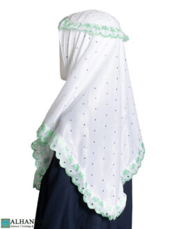 Girls Embroidered Amira Hijab - Green ch536