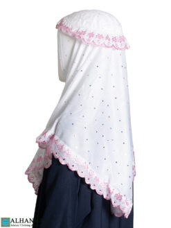 Girls Embroidered Amira Hijab - Pink ch535