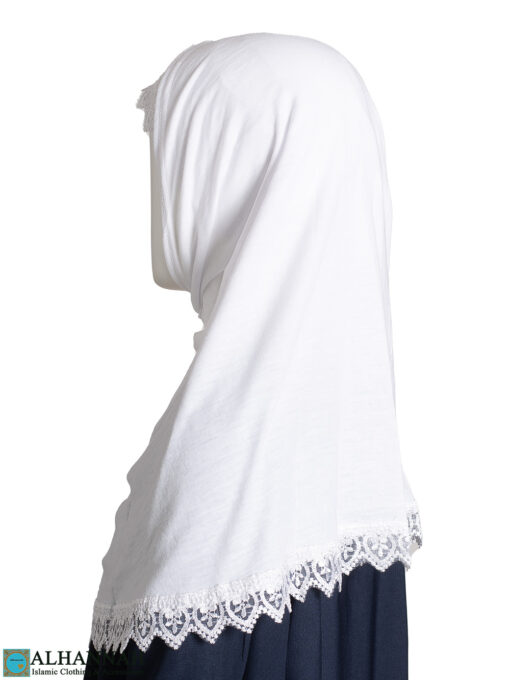 Girls Lace Amira Hijab - White ch550