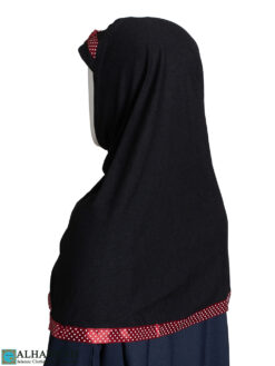 Girls Ribbon Trim Amira Hijab - Black ch541