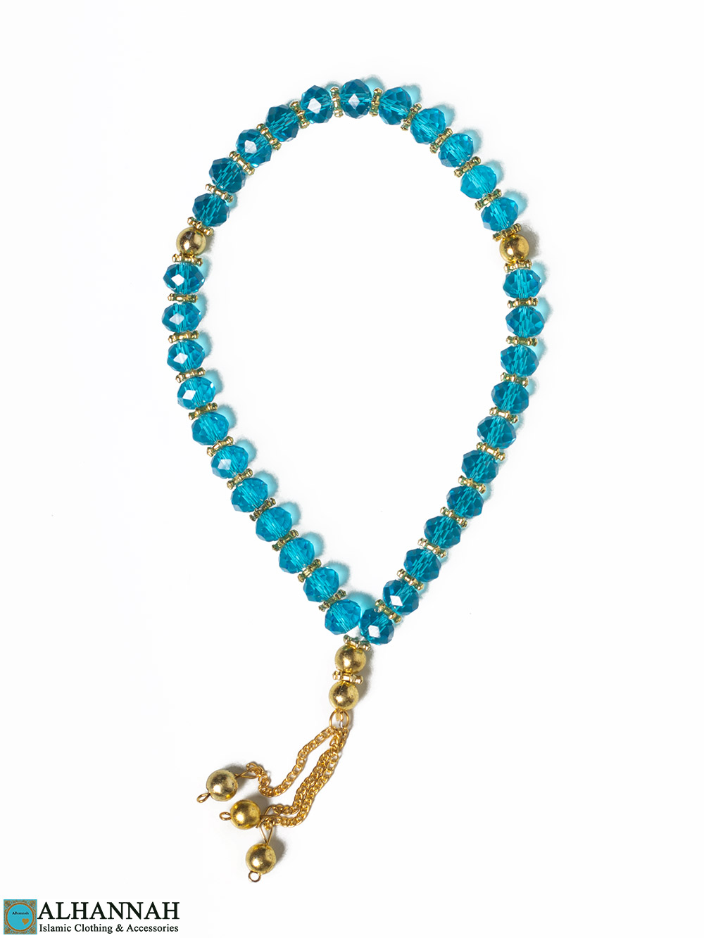 Aqua Blue Crystal Tasbih – 33 beads | ii1595 » Alhannah Islamic Clothing