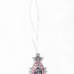 Islamic Hanging Ornament - Allah - Muhammad in Metallic Silver with Ruby gi1078