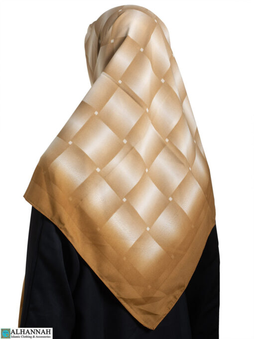Checkered Square Gauze Hijab – Butterscotch hi2645