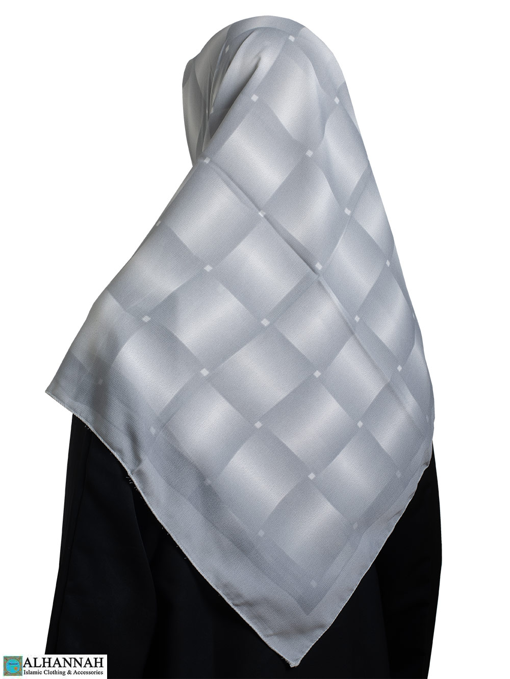 Checkered Square Gauze Hijab – Gray hi2644