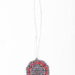 Islamic Hanging Ornament - Ayat al-Kursi in Metallic Silver with Ruby Rhinestones gi1073 (1)