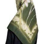 Floral Bubble Square Turkish Gauze Hijab – Green hi2669