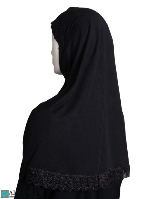Lace Amira Hijab - Black - hi2585