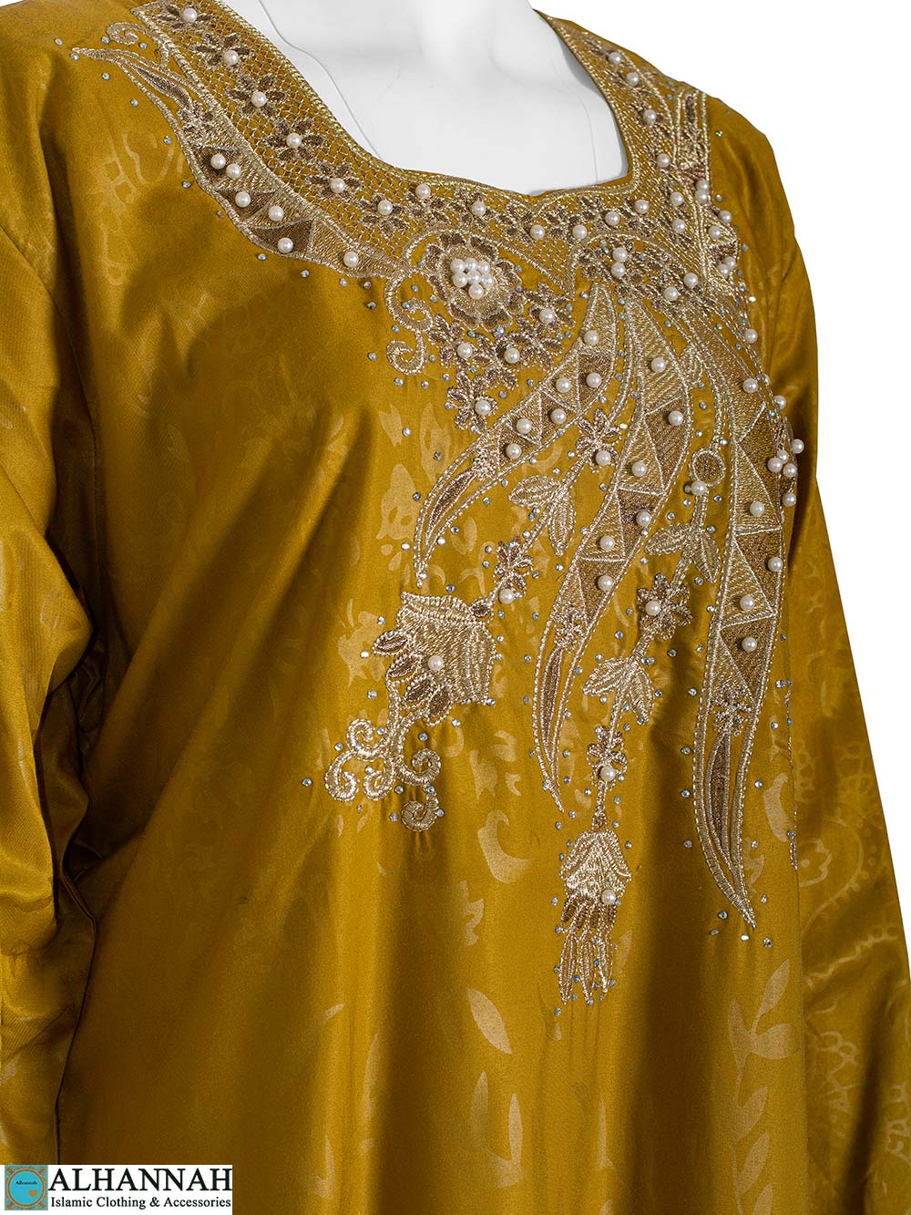 Beaded Pull Over Abaya - Gold | ab862 » Alhannah Islamic Clothing