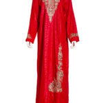 Beaded Pull Over Abaya - Red ab864