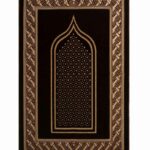 Checked Mihrab Turkish Prayer Rug - Brown