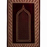 Checked Mihrab Turkish Prayer Rug - Ruby