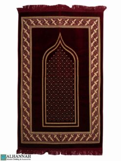 Checked Mihrab Turkish Prayer Rug - Ruby