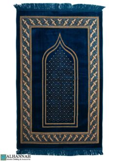 Checked Mihrab Turkish Prayer Rug - Turquoise